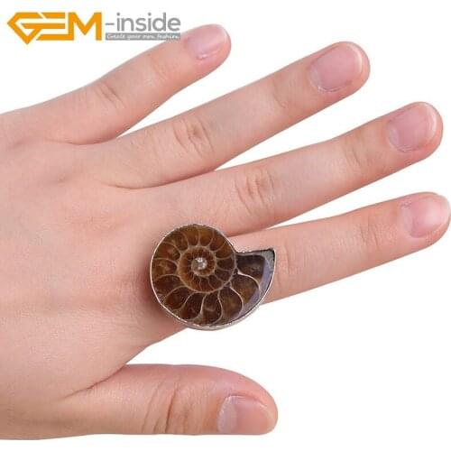 Fashion party gift Big Conch fossils Rings for Women White Open Adjustable Size 30mm jewerly Set Pendant