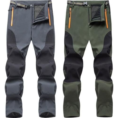 Mens Warm Fleece Softshell Trousers Winter Windproof Hiking Pants Men Outdoor Sports Trekking Camping Skiing Waterproof Pants