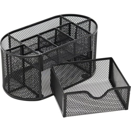 Stationery Desk Organizer Pen Holder Multifuction Metal Mesh Desktop Office Pen Pencil Holder Study Storage