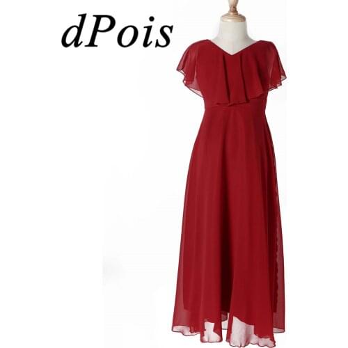 Girls Dress V Neck A-line Chiffon Party Dresses for Wedding Birthday Children Clothing Girls Summer Dresses Kids Dance Wear