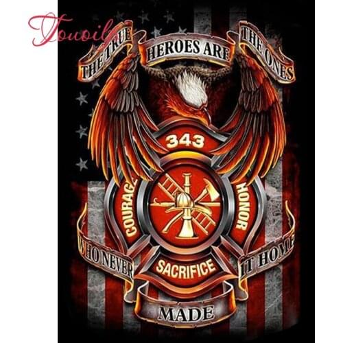 TOUOILP FULL SQUARE&ROUND Firefighting tool eagle 5D FIREMAN FIREFIGHTER DIAMOND PAINTING KIT PREMIUM