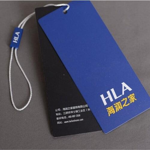 Custom logo brand paper tag womens clothes swing hangtag garment printed paper tag