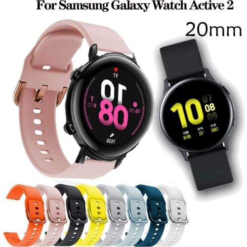 20mm Watch strap for Samsung Galaxy Watch Active 2 40/44mm Sport silicone Smart Wristbands for Samsung Gear S2 Classic 732 strap