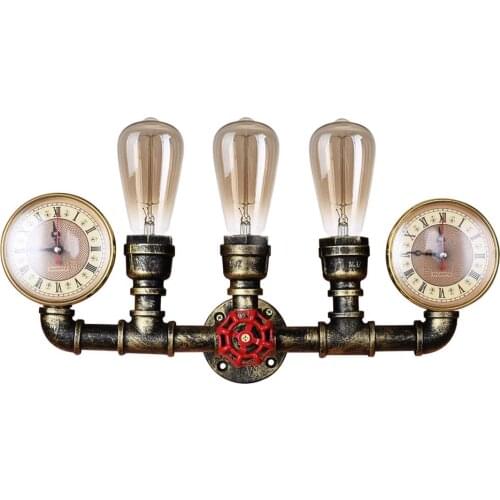 Retro Industrial Steampunk Wall Sconce 3 Lights Metal Water Pipe Style Wall Mounted Lamp Light Fixture in Antique Bronze