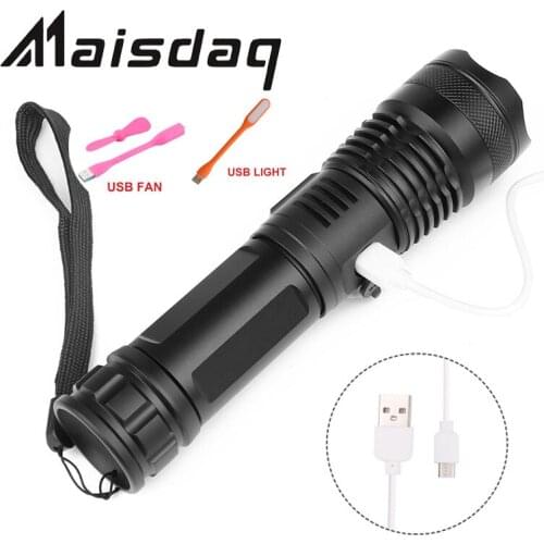 Led Tactical Flashlight Waterproof Power Display Xhp50 On The Battery 18650 26650 Shocker For Self Defense Powerful Flashlight