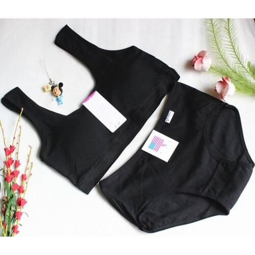 Kids Young Girl Students bra full of pure cotton thin underwear vest+Short Briefs Sets