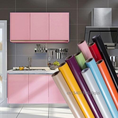 Vinyl Wallpaper Solid Color Laser Self-Adhesive DIY Home Decor Film Waterproof Wall Stickers for Wardrobe Covers Kitchen Cabinet