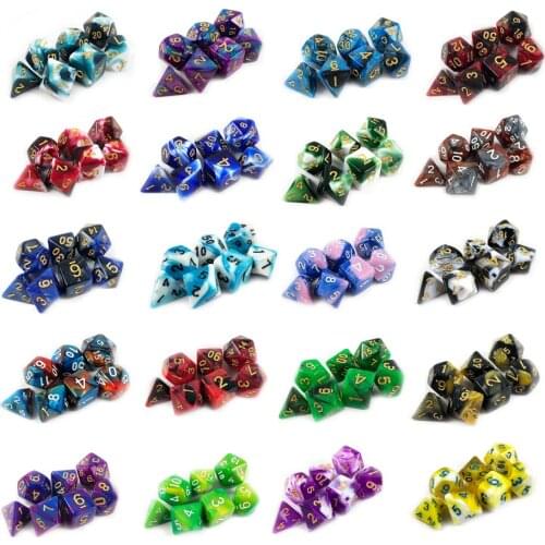 Top Quality 2-color Effect Dice 20 Different Color Set Polyhedral D4-D20 for DND RPG Board Game As Gift