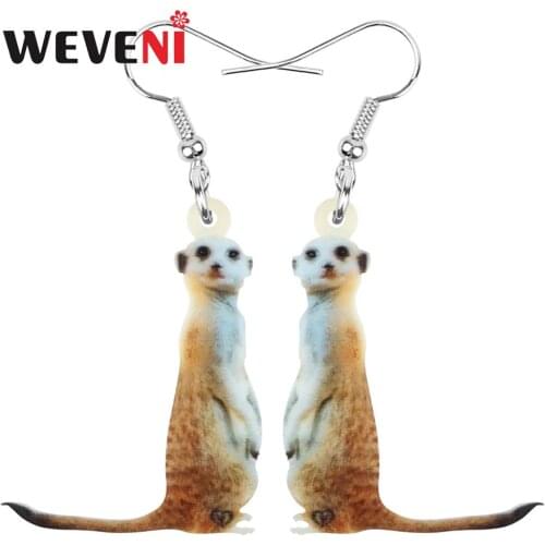 WEVENI Acrylic Mongooses Meerkat Earrings Animal Drop Dangle Jewelry For Women Girl Teen Kid Charm Decoration Hot Sale Gift Bulk