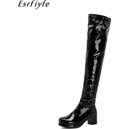 ESRFIYFE 2020 New High Heels Winter Women Thigh High Long Boots Woman Platform Women Over The Knee Boots Lady Shoes Large Size