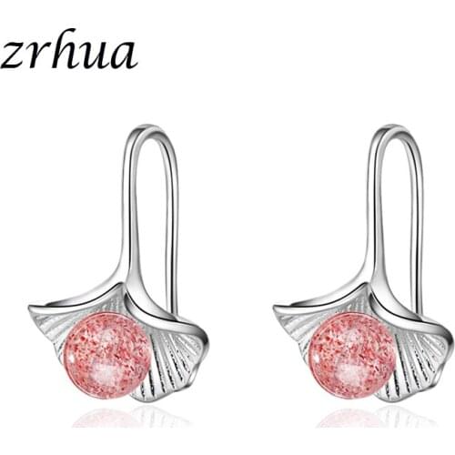 ZRHUA Excellent Quality Elegant Leaf Style Earrings For Women Girls Wedding Engagement Accessories 925 Sterling Silver Eardrop