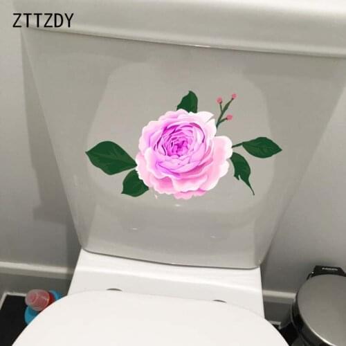 ZTTZDY 22.7*12.5CM Hand Drawn Carnation WC Decor Toilet Sticker Girl Bedroom Wall Decal T2-0399