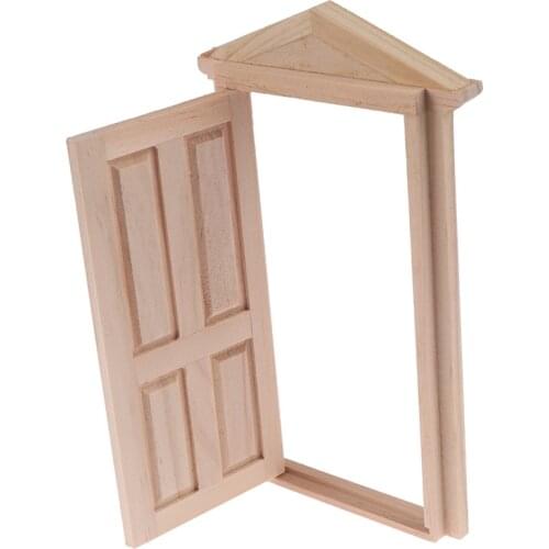 1pcs DIY Wooden Spire Door Dollhouse Accessories Pretend Play Toy for kids 1:12 Doll House door Furniture Simulation Miniatures