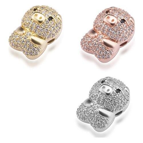 10*11mm pig crystal micro pave cz zircon cubic zirconia beads copper silver gold plated bracelet accessories igh34