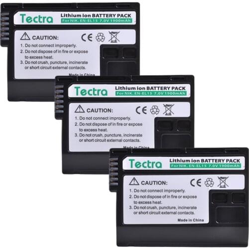 3Pcs 1900mAh EN-EL15 EN EL15 EL15 Battery for Nikon D600 D610 D800 D800E D810 D7000 D7100 D7200 D850