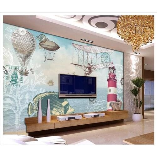 Customized 3d wallpaper 3d wall murals wallpape Nostalgic hand-painted navigation beacon TV setting living room photo wallpaper