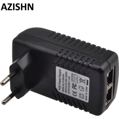 48V POE injector Ethernet CCTV Power Adapter 0.5A 24W,POE pin4/5(+),7/8(-) Compatible with IEEE802.3af for IP camera IP Phones