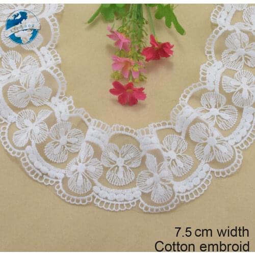 8cm width white lace cotton embroidery lace french lace ribbon fabric guipure diy trims warp knitting sewing Accessories#3062