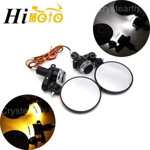 7/8" 22mm Motorcycle Handle Bar End Mirrors Side Mirror w/Turn Signal Universal For Honda Yamaha Suzuki Harley Cafe Racer Bobber