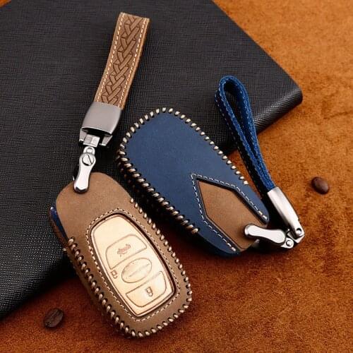 Car Handmade Leather Key Case Cover Key case For Subaru Legacy XV Forester Outback Subaru BRZ Key Cover Keyless