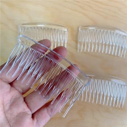 Free shpping for bulk medium size 15teeth transparent 8 cmwhite plain plastic comb for diy hair accessories