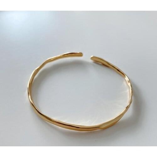 1PC Authentic 925 Sterling silver white/gold dysmorphism Irregular Geometric Cuff Bangle Bracelet open Jewelry TLS302