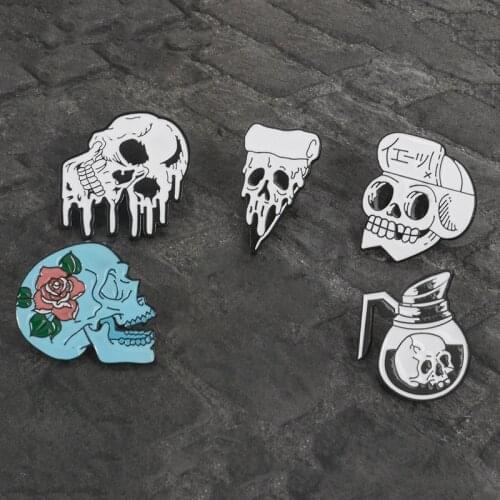 Teapot Skull Cowboy Brooch for Woman Broche Badge Shirt Pins Metal Collar Brooches for Men Pines Metalicos Jewelry Accesorios