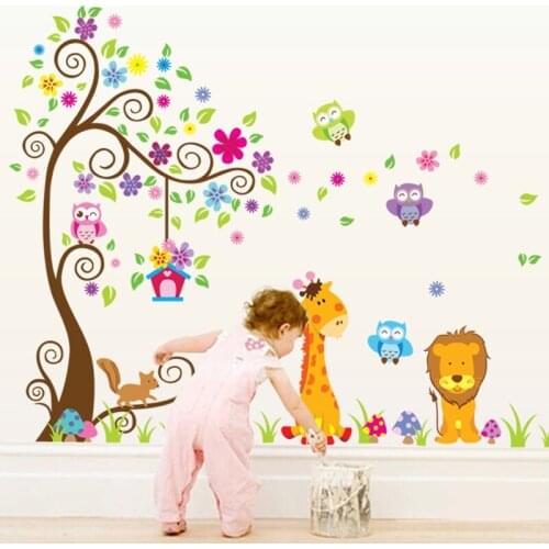 Kindergarten child room decorates a wall cute owl flower wall stickers in the household adornment wall to stick on the wall