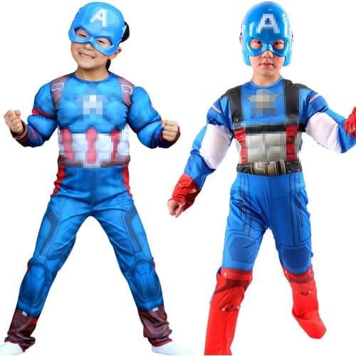 Halloween Anime Heroes Kids Captain Muscle Costume Child American Christmas Cosplay For Kids Boys Girls S-XL
