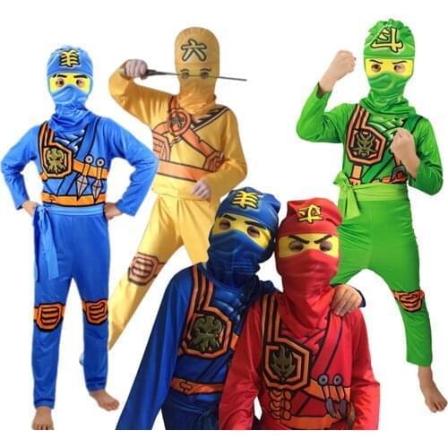 Ninjago-Costume Kids Costume Children Fancy Party Dress Up Carnival Halloween Costume for Kids Ninja Cosplay Superhero Jumpsuit