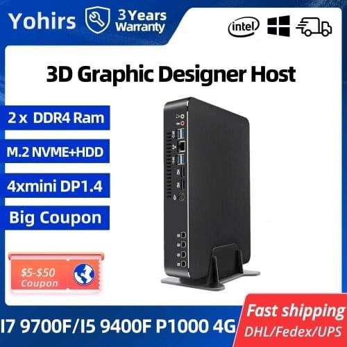 Dedicated Card Mini Game Desktop Computer Core i7-9700F i5-9400F NVIDIA Quadro P1000 4G Windows10 NVME Mini DP1.4 HDMI2.0 WIFI6