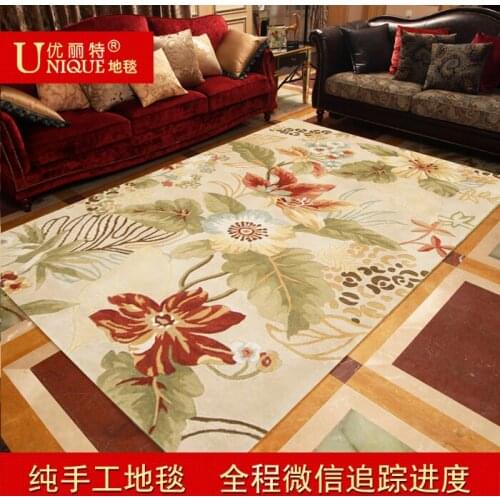 Parent pure wool handmade customize american rustic flower carpet
