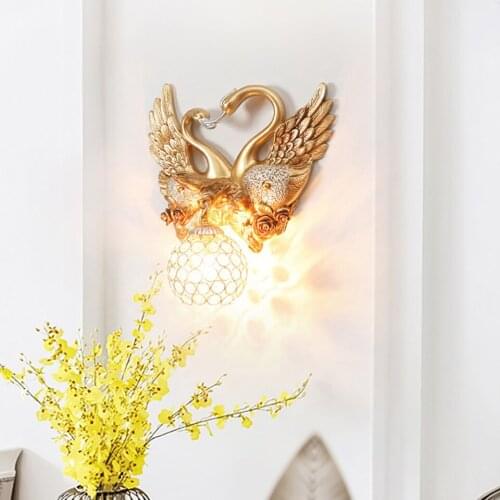 Europe Creative Swan Wall Lamp For Living Room Aislerestaurant Bedroom Bedside Wall Sconce Nordic Art indoor Lighting Luminaire