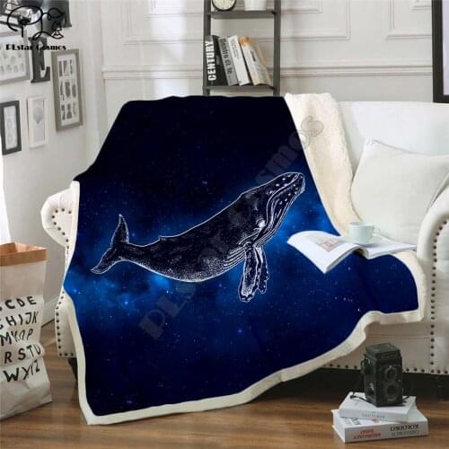Whale galaxy 3d printed fleece blanket for Beds Hiking Picnic Thick Quilt Fashionable Bedspread Fleece Throw Blanket style-3