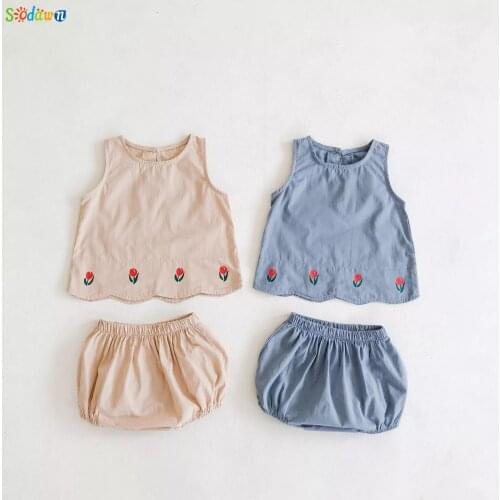 Sodawn Baby Clothing Plaid Full Sleeve Shirt And Bloomer 2PCS Boys Clothes Set Fashion Toddler Girls Set