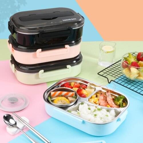 1300ml Stainless Steel 304 Lunch Box With Soup Bowl Leak-Proof Bento Dinnerware Set Microwave Adult Student Food Container