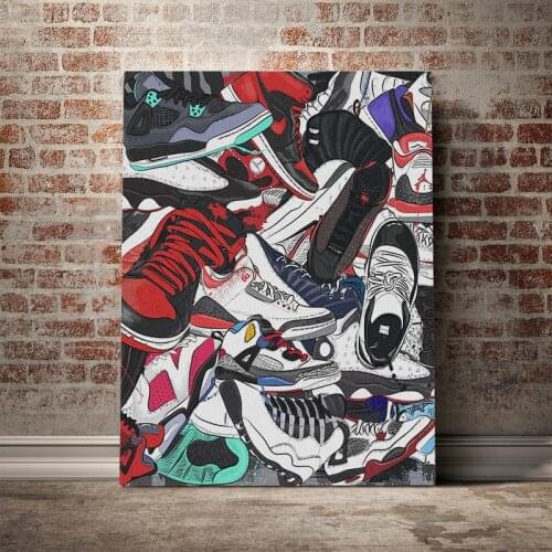 Sneakers fashion trend artwork Canvas poster Painting wall Art decor Living room Bedroom Study Home Decoration Prints
