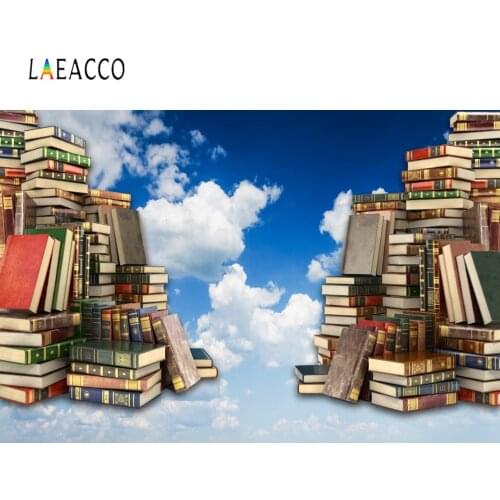 Laeacco Study Book Piled Back To School Graduation Baby Portrait Sky Cloud Photo Backgrounds Photography Backdrops Photo Studio