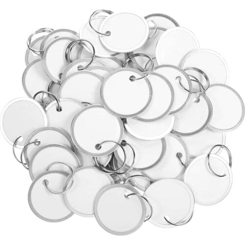 Metal Rim Tags Key Tags Round Paper Tags with Metal Rings White Label for Car Keys and Door Keys (100)