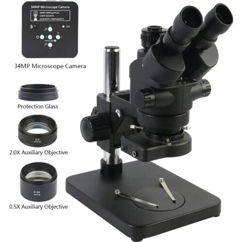 3.5X-90X Continuous Zoom Simul Focal Trinocular Stereo Microscope 2K34MP HDMI Industrial Video Digital Camera 0.5X CTV Adapter