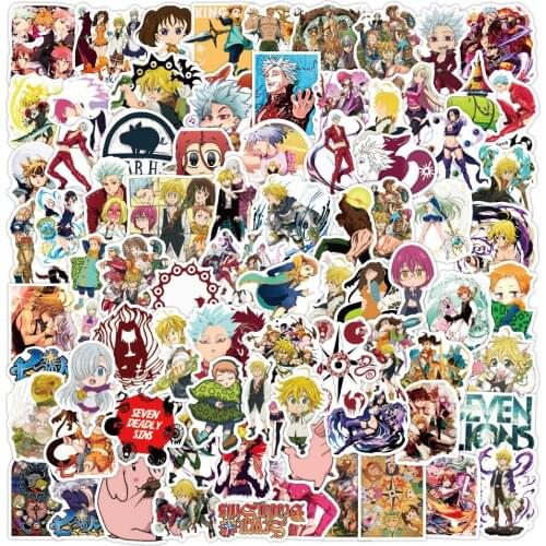 100PCS The Seven Deadly Sins Anime Sticker for Skateboard Bike Scrapbook Diy Laptop Snowboard