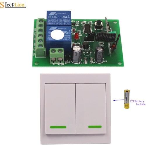 Sleeplion 12V 2CH Remote Control Wall Light Switch 2CH Wireless Relay Switch 1/2/3 Transmitter Wall Remote Control 433MHz/315MHz