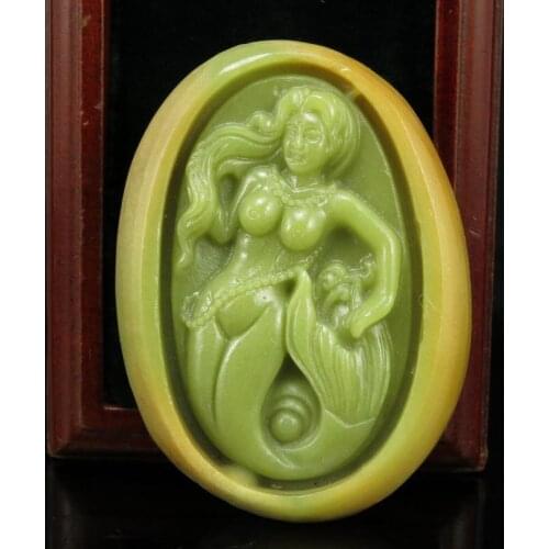 Natural Fluorescent Pendants Necklace Glowing jade Hand Carving jade jewelry Green Jade Guanyin Buddha Pendant for men women