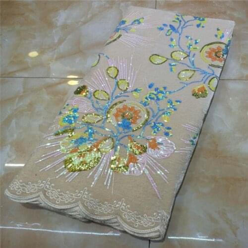 2020 Latest African Lace High Quality African French Velvet Lace Fabric with Sequins embroidery For African Wedding
