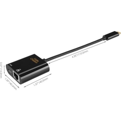 USB C to Ethernet,Type C (Thunderbolt 3 Compatible) to RJ45 Gigabit 10/100/1000 LAN Network+USB-C Female Charging Adapter