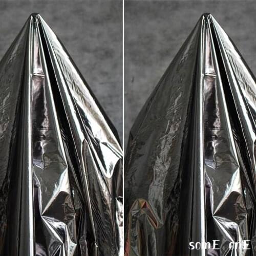 50x145cm High grade Coated PU Fabric Double-sided Silver Waterproof DIY Reflective Raincoat Down Coat Designer leather Fabric