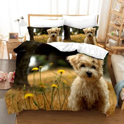 Dropshipping SINGLE only 1 Pillowcase Queen Size Bedding For Boys Duvet Cover Set Bedding Dog N032 Animal Cartoon Christmas Gife