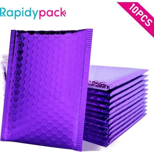 Rapidypack 10PCS Purple Poly Bubble Mailers Self Seal Padded Bubble Envelopes Waterproof Courier Bags Packaging Bubble Mailer