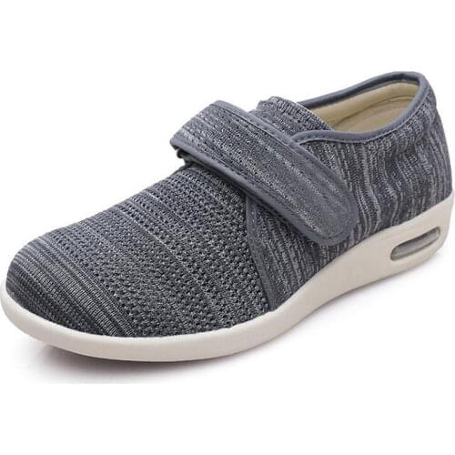 Womens Diabetes Shoes Black Light Summer Breathable Anti-Slip Walking Sandal Adjustable Hook&Loop for Men&Women