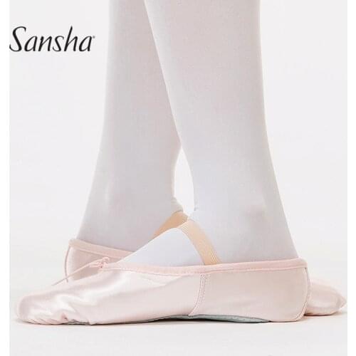 Sansha Kids Ballet Shoes Satin Full-sole Beginner Ballet Dance Slippers For Girls Boys Children Pink/Black/Gold/Red NO.4S
